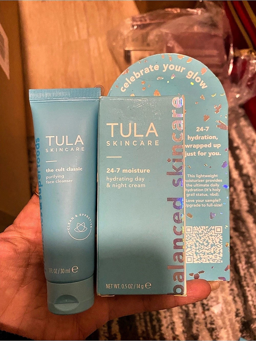TULA The Cult Classic Purifying Cleanser 1oz Hydrating Day & Night Cream 0.5 ox